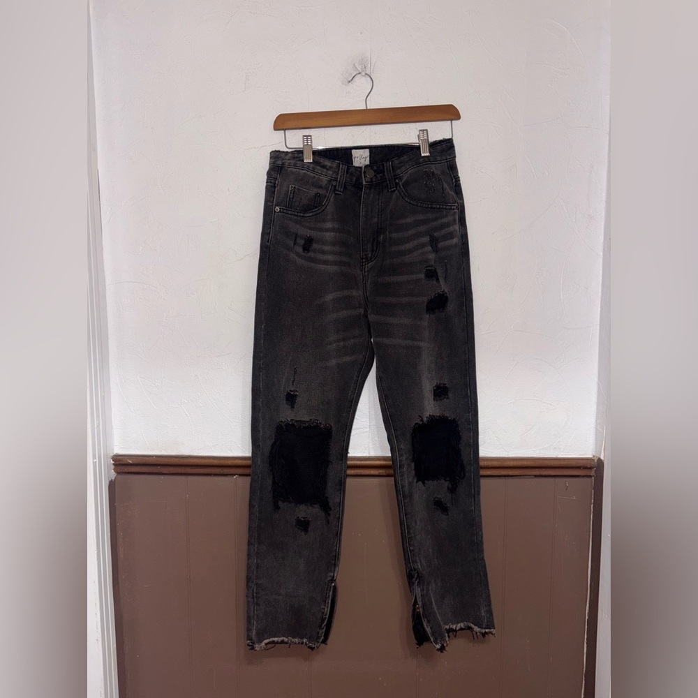 Oh Polly | Black Distressed Jeans